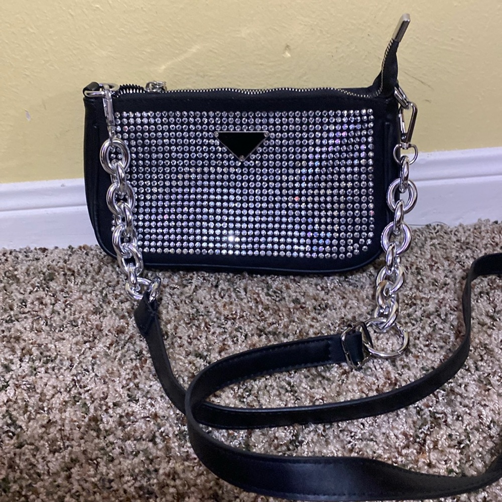 Black with bling small crossbody bag